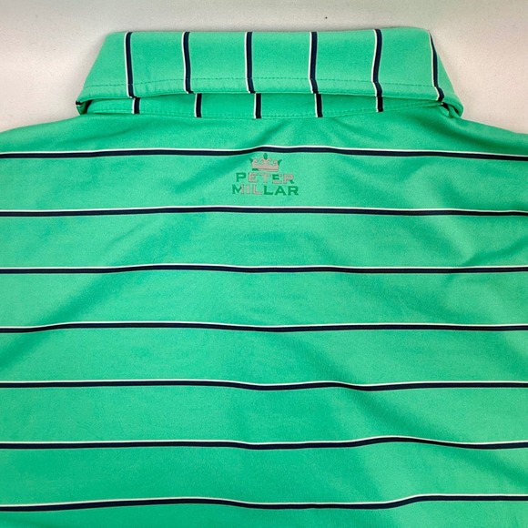 Peter Millar Mens Green Striped Summer Comfort Performance Golf Polo Size M - Picture 5 of 10